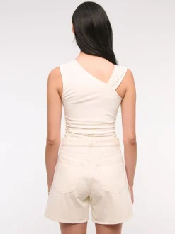 Abercrombie & Fitch High Rise Loose Denim Shorts With Vent Hem