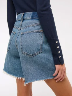 Abercrombie & Fitch High Rise Loose Denim Shorts With Fray Hem