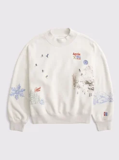 Abercrombie & Fitch Ski Resort Sunday Mockneck Crew Neck Sweatshirt