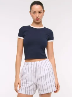 Abercrombie & Fitch Stripe Poplin Pull On Shorts