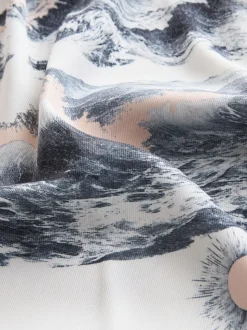 Abstract Boat Print - Blouse met V-hals en korte mouwen