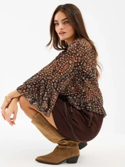 Accessorize Floral Paisley Print Ruffle Blouse