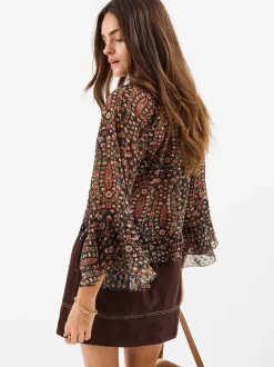Accessorize Floral Paisley Print Ruffle Blouse