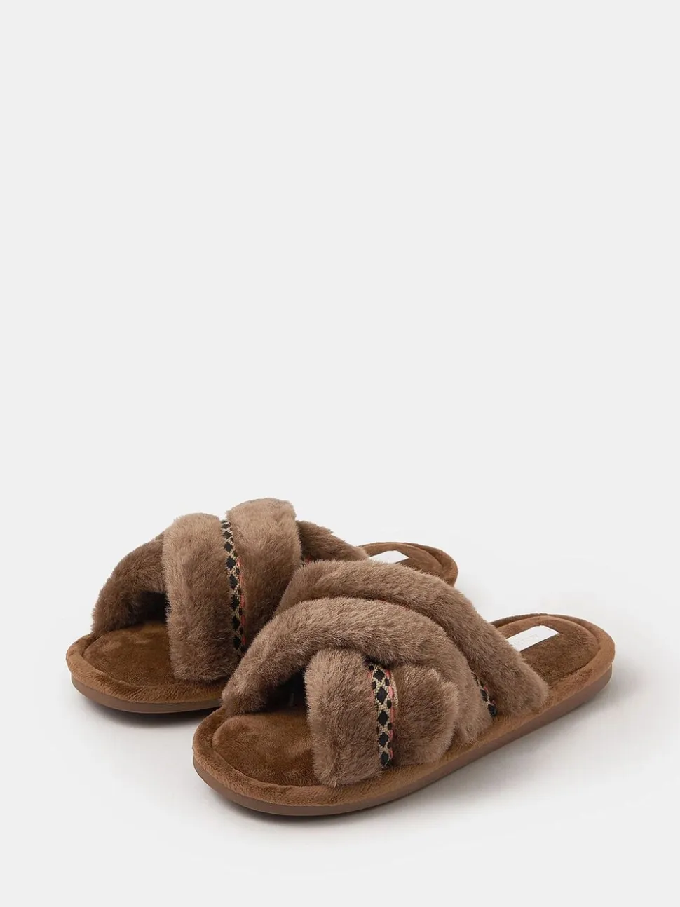 Accessorize Fluffy Braid Crossover Slide Slippers