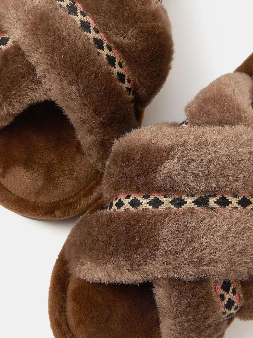 Accessorize Fluffy Braid Crossover Slide Slippers