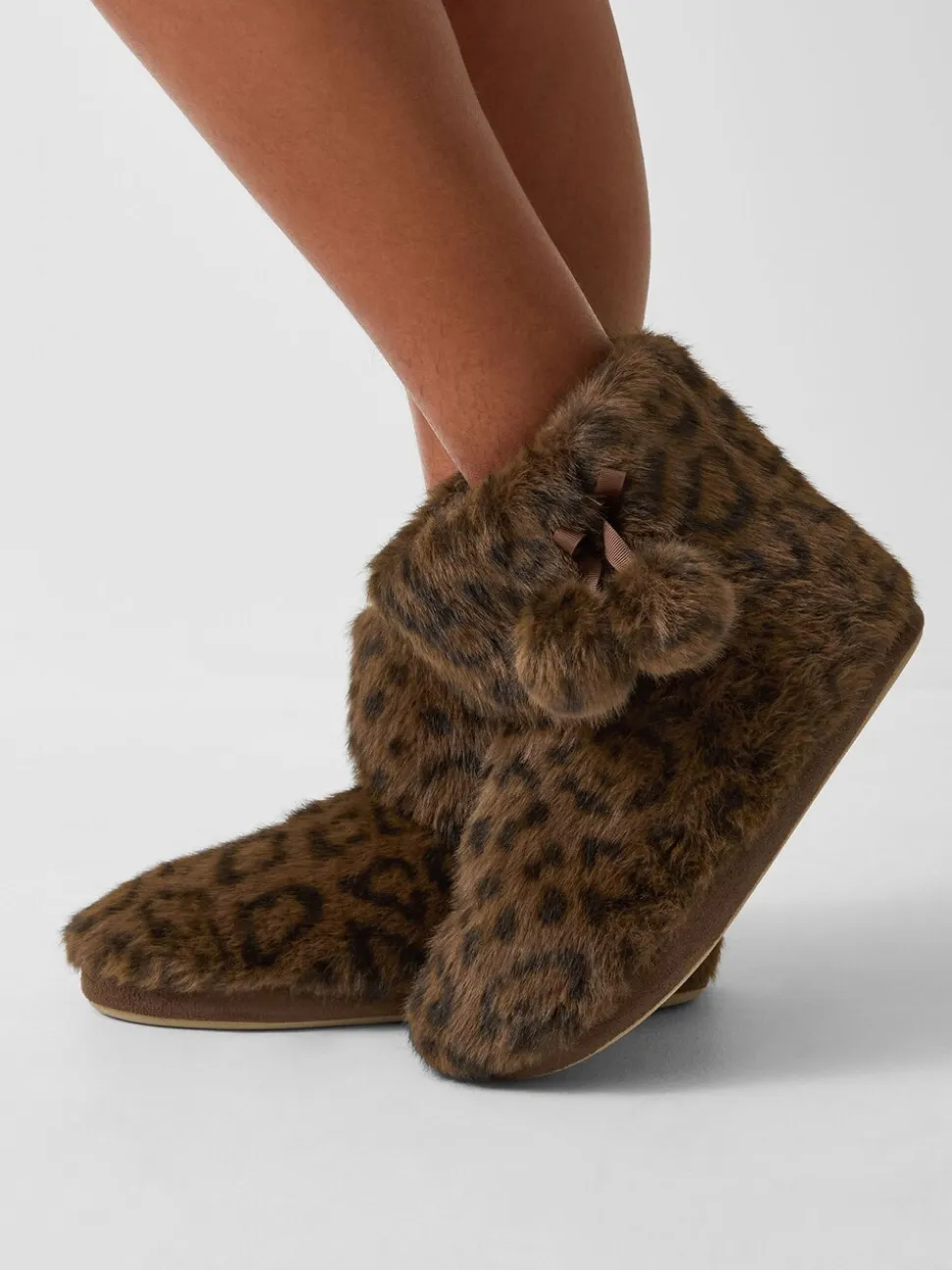 Accessorize Fluffy Leopard Slipper Boots