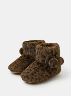 Accessorize Fluffy Leopard Slipper Boots