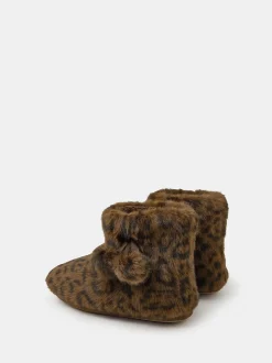 Accessorize Fluffy Leopard Slipper Boots