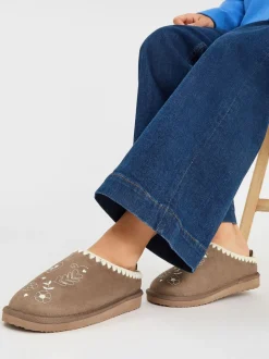 Accessorize Heart Embroidered Mule Slippers