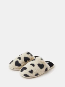 Accessorize Heart Fluffy Mule Slippers