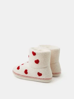 Accessorize Heart Print Slipper Boots