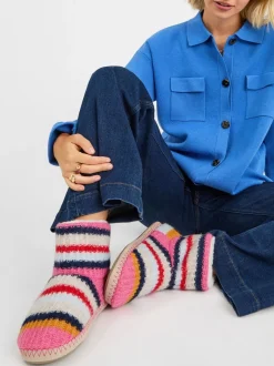 Accessorize Knitted Stripe Slipper Boots