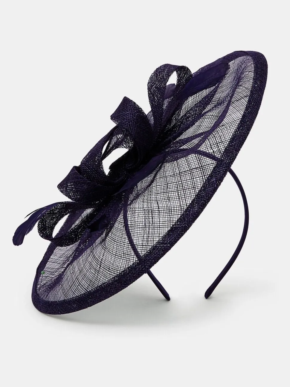 Accessorize Woven Bow Feather Disc Fascinator Hat