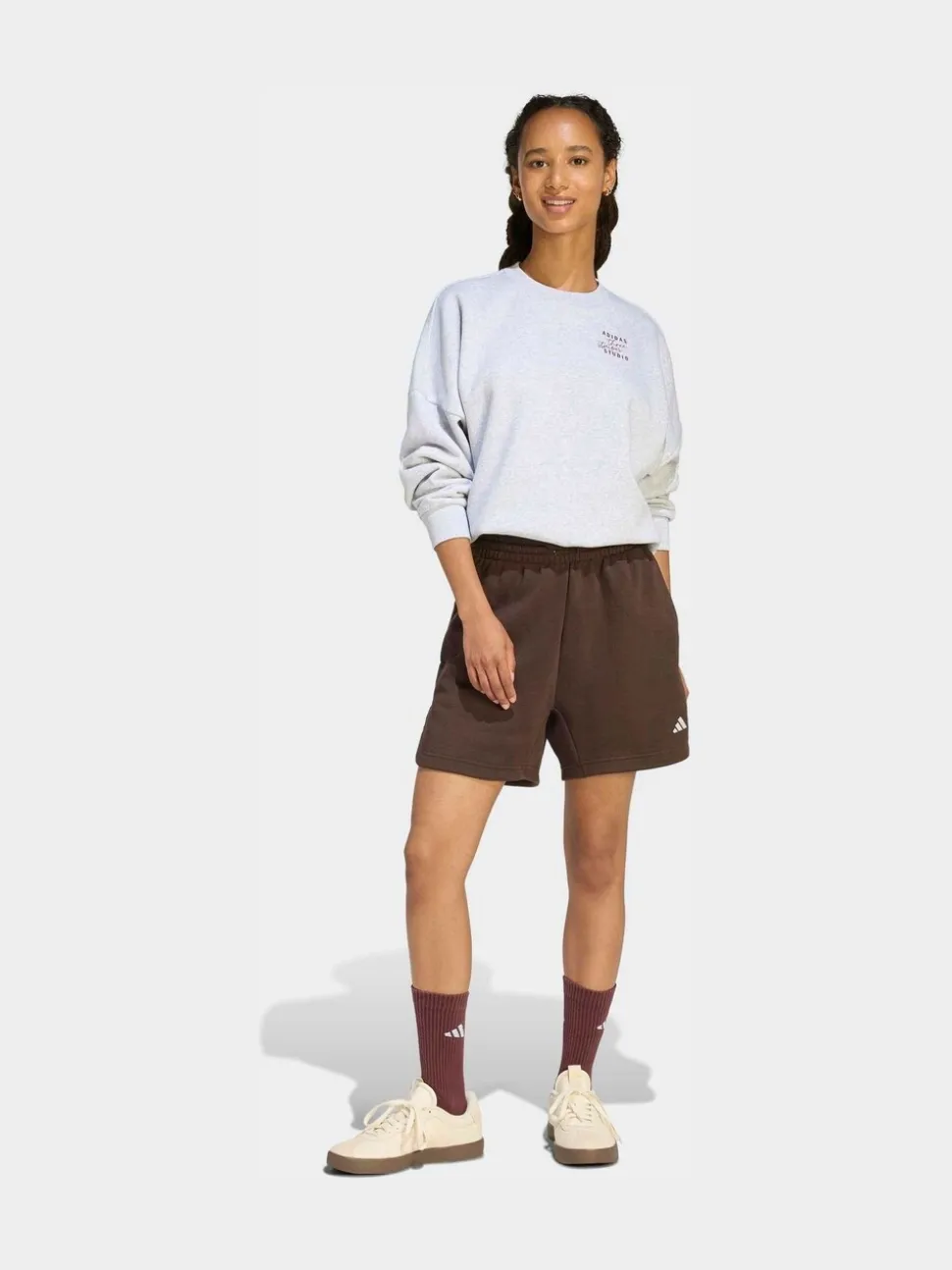 adidas 3 Stripe Studio Fleece Shorts