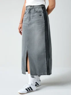 Adidas Original Adicolour 3-strepen denim midi pencilrok van 100% katoen