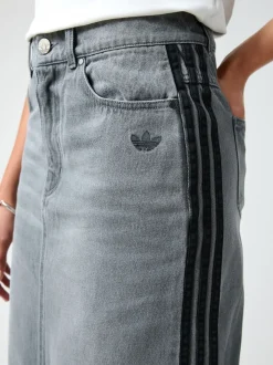 Adidas Original Adicolour 3-strepen denim midi pencilrok van 100% katoen