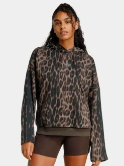 adidas Seasonal Essentials Leopard Print French Terry Hoodie With 3-Stripes