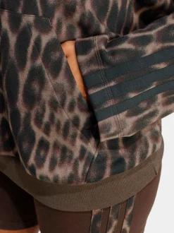 adidas Seasonal Essentials Leopard Print French Terry Hoodie With 3-Stripes