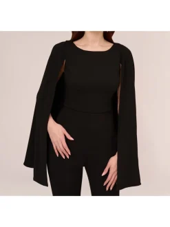 Adrianna Papell cape-jumpsuit van gebreide crêpestof