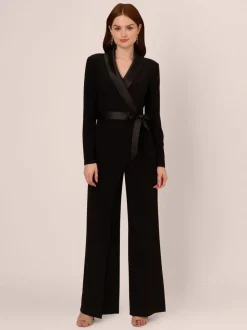 Adrianna Papell Jersey Combo Tuxedo Jumpsuit