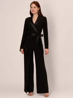 Adrianna Papell Jersey Combo Tuxedo Jumpsuit