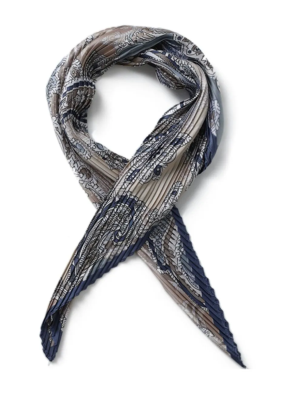 Aela Blue Paisley Pleated Scarf