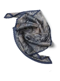 Aela Blue Paisley Pleated Scarf