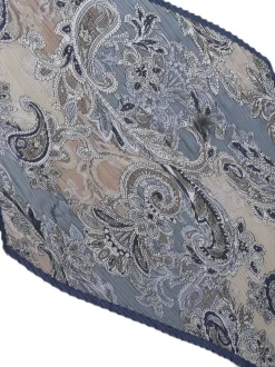 Aela Blue Paisley Pleated Scarf