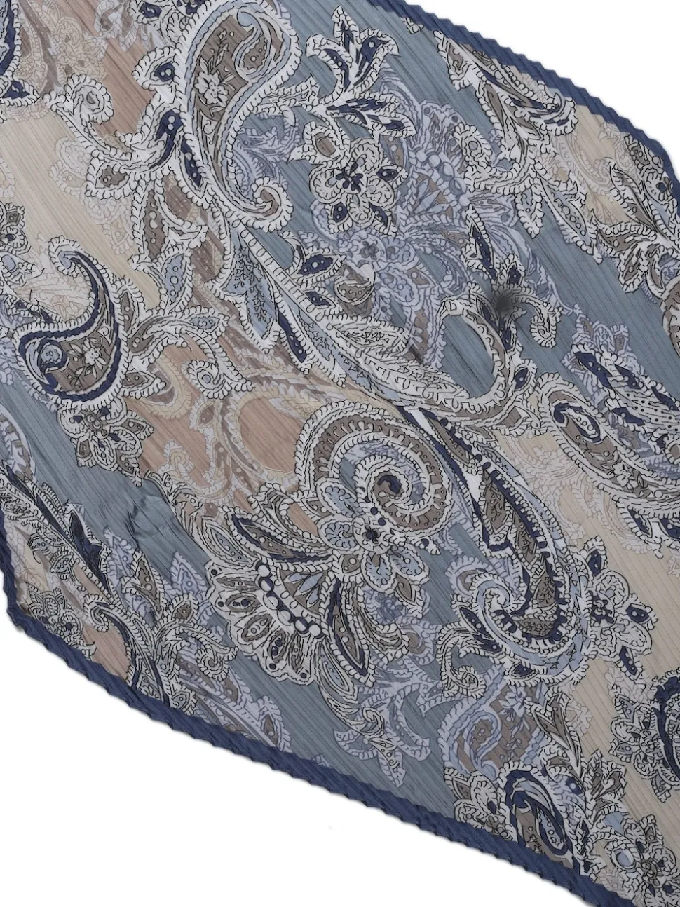 Aela Blue Paisley Pleated Scarf