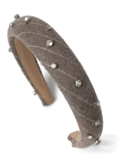 Aela Cream Studded Plaid Headband