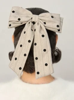 Aela Cream Tweed Polka Dot Hair Bow