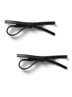 Aela Faux Leather Bow Hair Black Slides