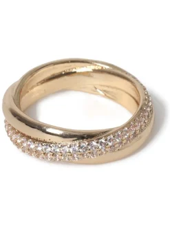 Aela Gold Tone Diamond Simulant Pave Ring