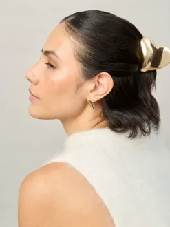 Aela Gold Tone Metal Heart Hair Claw