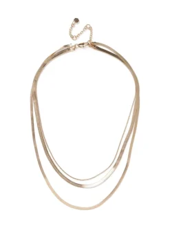 Aela Gold Tone Multirow Snake Chain Necklace