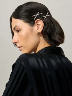 Aela Gold Tone Sparkle Hair Slides