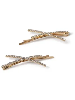 Aela Gold Tone Sparkle Hair Slides