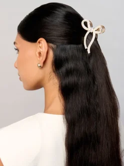 Aela Gold Tone Sparkle Hair Bow Claw