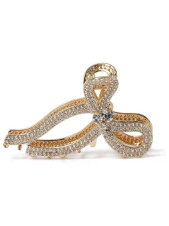 Aela Gold Tone Sparkle Hair Bow Claw