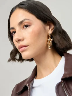 Aela Gold Tone Sphere Cluster Drop Earrings