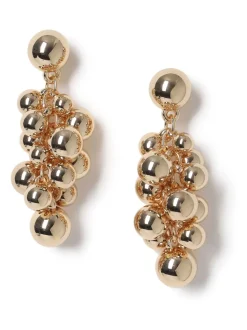 Aela Gold Tone Sphere Cluster Drop Earrings