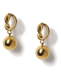 Aela Gold Tone Stainless Steel Knot Drop Earrings
