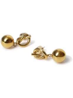Aela Gold Tone Stainless Steel Knot Drop Earrings