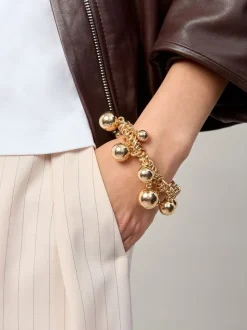 Aela Gold Tone Statement Sphere Cluster Stretch Bracelet