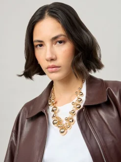 Aela Gold Tone Statement Sphere Cluster Collar Necklace