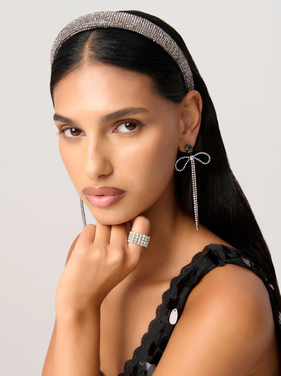 Aela Grey Sparkle Puff Headband