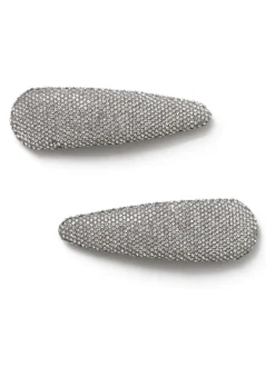 Aela Large Silver Tone Sparkle Snap Hair Clip