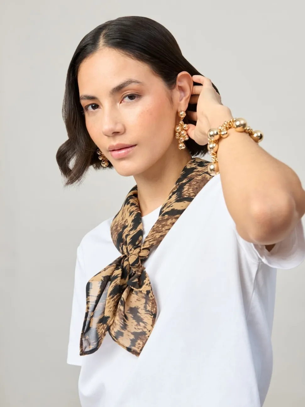 Aela Leopard Print Brown Scarf