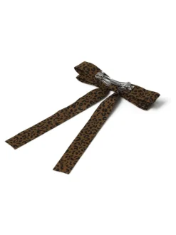 Aela Skinny Leopard Print Brown Bow