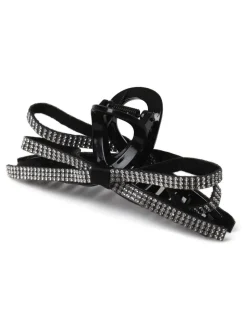 Aela Skinny Sparkle Black Bow Claw